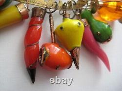 VTG Penca de Balangandan African BRAZIL Charm Brooch Gold & Bakelite