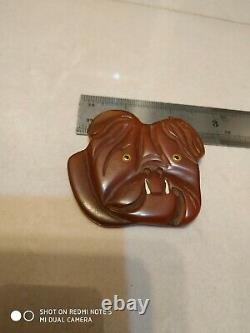 Very rare vintage bakelite bull dog pin brooch