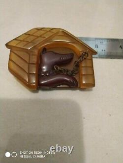 Very rare vintage bakelite dog pin brooch pin back is no problem