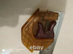Very rare vintage bakelite dog pin brooch pin back is no problem