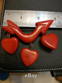 Very rare vintage bakelite heart pin brooch