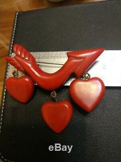 Very rare vintage bakelite heart pin brooch