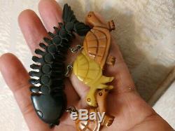 Very rare vintage bakelite turtle pin brooch long life