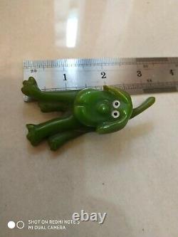 Very rare vintage green bakelite dog pin brooch movable head