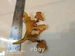 Very rare vintage prystal bakelite dachshund pin brooch