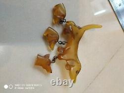 Very rare vintage prystal bakelite dachshund pin brooch