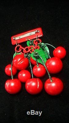 Vintage 10 Cherry Bakelite Pin