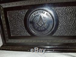 Vintage 1926 Masonic bakelite roto box, Free Mason pin diamond gold 14k +