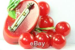 Vintage 1930's Cherries 8 Cherry Bakelite Fruit Pin