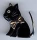 Vintage 1930's Chrome & Carved Black Bakelite Sitting Cat Pin Brooch