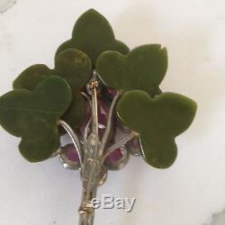 Vintage 1930's Signed B. Blumenthal Bakelite Flower Pin Brooch
