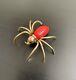 Vintage 1930s 1940s red bakelite spider pin brooch