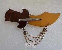 Vintage 1930s Butterscotch Bakelite Sword /Dagger Brooch. Row 2011