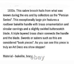 Vintage 1930s Butterscotch Bakelite Sword /Dagger Brooch. Row 2011