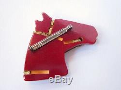Vintage 1930s Cherry Red Bakelite Collectible Horse Head Pin Brooch Glass Eye