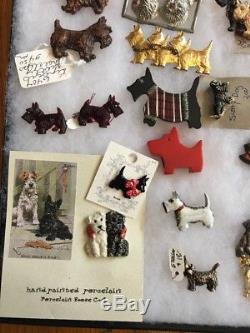 Vintage 1930s & Up Scotty Scottie Dog Pin Collection Lot Of 33 Some Very Rares