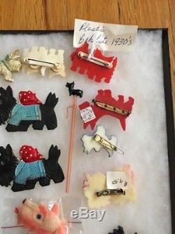 Vintage 1930s & Up Scotty Scottie Dog Pin Collection Lot Of 33 Some Very Rares
