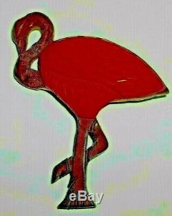 Vintage 1935 Bakelite Carved Flamingo Red Brooch Pin- 3-1/2long (Book Piece)