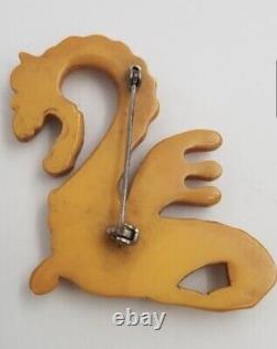 Vintage 1940s BAKELITE Butterscotch Dragon Brooch Pin SIMICHROME TESTED! OOAK