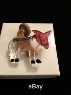 Vintage 1940s Bakelite, Lucite, brooch pin, Mexican Man On Donkey, Mid-Century