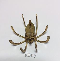 Vintage 1940s Brass & Apple Green Bakelite Spider Insect Pin Brooch Germany