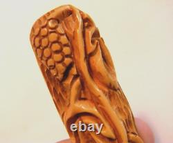 Vintage 1940s Carved Amber Butterscotch Bakelite Large Log with Grape Vines Pin