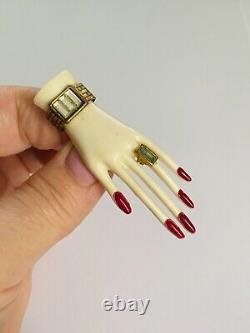 Vintage 1940s Large Celluloid Hand Brooch Bakelite Era Pin Figural Early Plastic