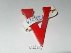 Vintage 1940s V For Victory Bakelite Pin