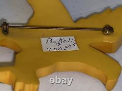 Vintage 1940s WWII Bakelite Butterscotch American Eagle Brooch Pin -3-1/2 EUC