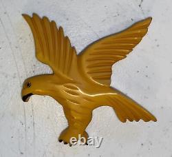 Vintage 1940s WWII Bakelite Butterscotch American Eagle Brooch Pin -3-1/2 EUC