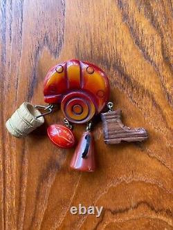 Vintage 40s Bakelite Football Charm Brooch