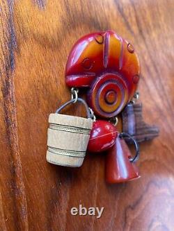 Vintage 40s Bakelite Football Charm Brooch