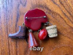 Vintage 40s Bakelite Football Charm Brooch