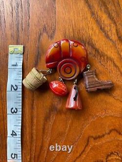 Vintage 40s Bakelite Football Charm Brooch