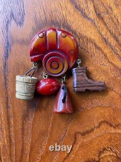 Vintage 40s Bakelite Football Charm Brooch