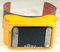 Vintage ART DECO Mustard Bakelite Genuine Pin-Master Magnetic Wristlet
