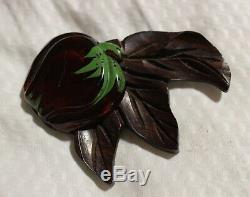 Vintage Amber Bakelite/Wood Bracelet Brooch Pin Scarf Clips Earrings WithCoconuts
