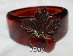 Vintage Amber Bakelite/Wood Bracelet Brooch Pin Scarf Clips Earrings WithCoconuts