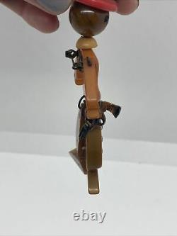 Vintage Antique Bakelite Articulated Sheriff Deputy Cowboy Pin Brooch