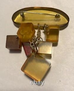 Vintage Apple Juice Bakelite Brooch Tested Art deco Cubist Jewelry Pin
