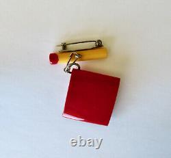Vintage Art Deco Bakelite Lit Cigarette Early Plastic Matches Pin Brooch NICE