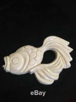 Vintage Art Deco Carved Celluloid Fish Pin 3 inches long French Bakelite
