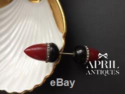 Vintage Art Deco Cherry Black Bakelite Acorn Shape Brooch Hat Pin
