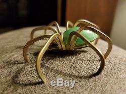 Vintage Art Deco Green Bakelite Brass Spider Pin Brooch