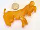 Vintage Art Deco HUGE 3.25 Butterscotch Carved Bakelite Dog Pin RARE