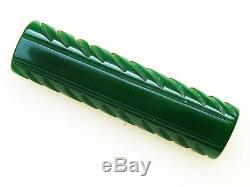 Vintage Art Deco Style Green Deeply Carved Bakelite Pin BroochC-Clasp2 3/4