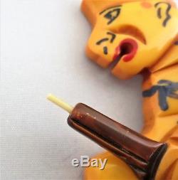 Vintage BAKELITE 1940's Military Man Pin w Movable Arm w Gun