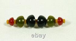 Vintage BAKELITE Black, Green, Olive & PimentoCocktail Pin