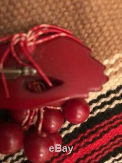 Vintage BAKELITE Hand With Cherries Art Deco era Pin Brooch