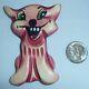 Vintage BAKELITE MARTHA SLEEPER LAUGHING KITTY CAT PIN BROOCH Resin Over Washed